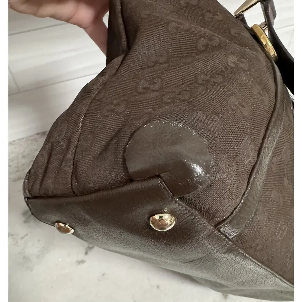 Auth Gucci GG Canvas Brown Abbey Tote Handbag - Picture 9 of 16